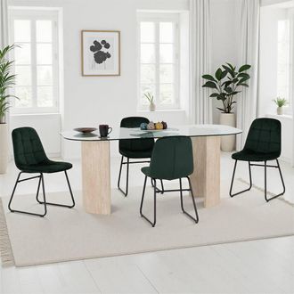 Seconique Modena Dining Set with Lukas Chairs in Green