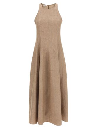 Brunello Cucinelli Beige Linen Long Womens Dress