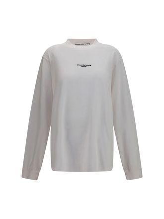 Alexander Wang Logo-Embroidered Cotton Long-Sleeve Shirt - White