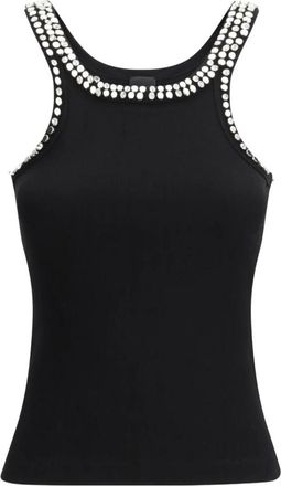 Pinko Ribbed Sleeveless Top - Dames - Tops zonder mouwen - Zwart - S - Katoen - Tops