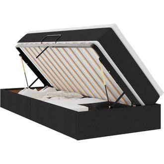 vidaXL Storage Bed with Mattress Black 90 x 200 cm Polyester vidaXL