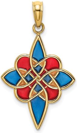 Diamond2Deal 14k Yellow Gold Multi-color Enameled Celtic Knot Charm Pendant
