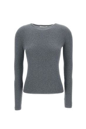 Lisa Yang Fitted Grey Long-Sleeve T-Shirt With Ribbed Trim