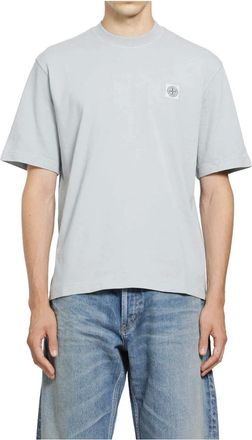 Stone Island Tops, Heren, Grijs, XL, Katoen, SS T-Shirt