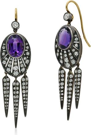 Fred Leighton Signed Fred Leighton Amethyst & Diamond Drop Earrings in Gold at Nordstrom