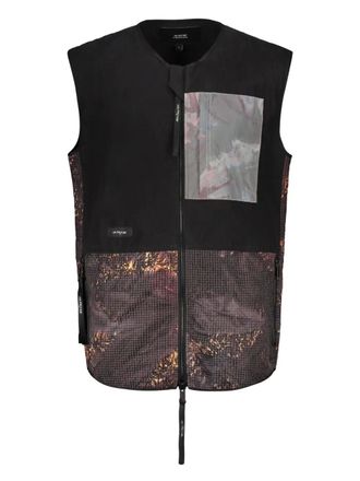 ISO.POETISM mix-print gilet - men - Cotton/Nylon - L - Black
