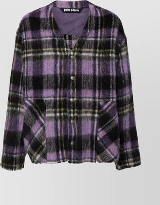 Palm Angels logo check overshirt pockets