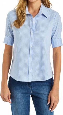 Drew Lotus Button Down Top In Blue/white