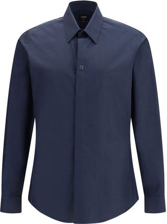 Fendi Blue Cotton Mens Shirt