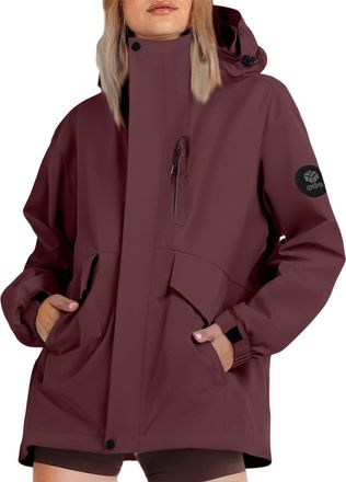 Generic Womens Lightweight Waterproof Jacket Winter Rain Coats Ladies Breathable Hooded Coat Outdoor Wind Proof Warm Trench Coats Walking Windbreaker Sport Ja