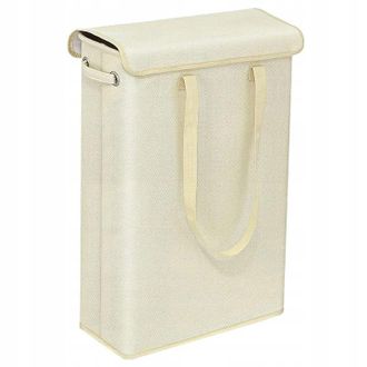 OEM Cesto De Ropa Estrecho Con Solapa Y Asas De Transporte, Color Beige