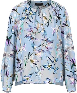 Marc Cain Blouse met Allover-lelieprint - Dames - Blouses - Blauw - L - Katoen - Overhemden