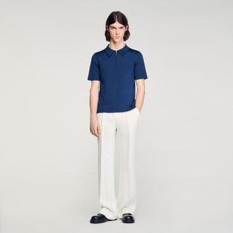 Sandro Knitted polo shirt with zip collar