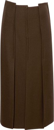 Proenza Schouler high-waist twill midi skirt - women - Acrylic/Virgin Wool/Polyamide/Elastane - 10 - Brown