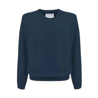 MC2 Saint Barth Round-neck Knitwear, male, Blue, Size: L Lambswool Sweater Regent Style