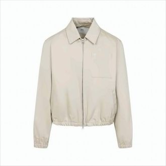 Ami Minimalist Cotton Bomber Jacket With Embroidered Chest Pocket
