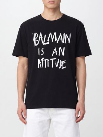 Balmain T-shirt in jersey di cotone organico con slogan
