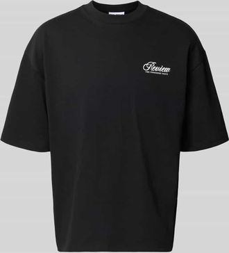 Review T-Shirt mit Logo- und Statement-Print in Black, Gr&ouml;&szlig;e XXL