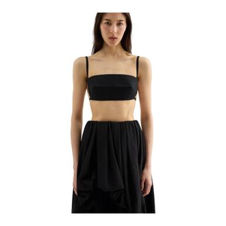 Jil Sander Top sin mangas de lana y seda - Tops - Mujer - Negro - L
