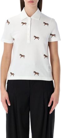 Thom Browne White Embroidered Polo