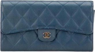 Chanel Pre-owned Wallets, female, Blue, Size: ONE SIZE Pre-owned Leather wallets