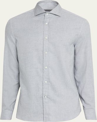 Brunello Cucinelli Mens Micro-Chevron Sport Shirt