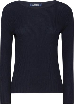 Max Mara Truien & Vesten, Dames, Blauw, M, Ronde hals gebreid