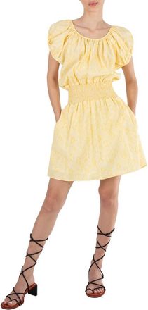 Kenzo Lemon Gingham Snakeskin A-line Mini Dress, Brand Size 38 (US Size 6)