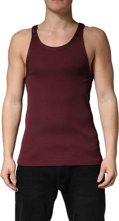 Dolce & Gabbana Maroon Sleeveless Round Neck Tank Top Mens T-shirt