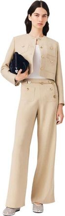 Maje Linen blend suit trousers in Beige at Nordstrom, Size 38
