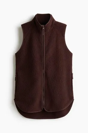H&M Regular Fit Teddy Sports Gilet in Warm Brown at Nordstrom, Size Xx-Large