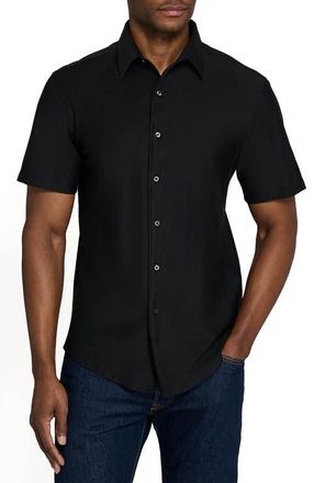 Brooklyn Brigade Solid Mapleton Luxe Cross Dyed Short Sleeve Shirt in Black at Nordstrom, Size Xx-Large