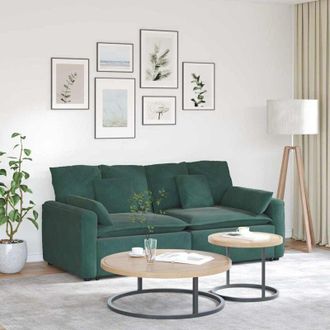 vidaXL vidaXL Divano Modulare con Cuscini Verde Scuro