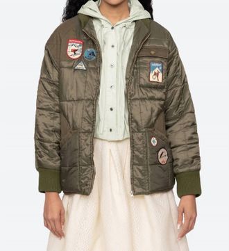 Sea New York Eira Quilted Puffer Jacket In Olive