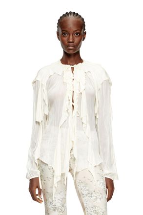 Diesel Flounce blouse in crinkled muslin - Shirts - Woman - White