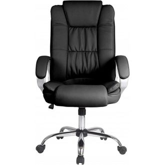 Romo Silla Oficina New York Con Reposabrazos, Altura Regulable Y Dise&ntilde;o Ergon&oacute;mico. Piel Sint&eacute;tica Negra