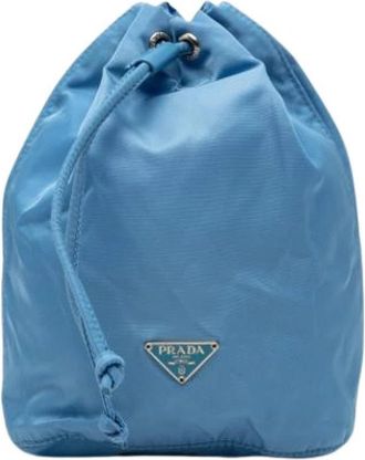 Prada Pre-owned Drawstring Pouch - Dames - Vintage Tas - Blauw - ONE Size - Nylon - Vintage