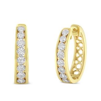 House of Brilliance 10KT Yellow and White Gold Diamond Hoop Earring at Nordstrom