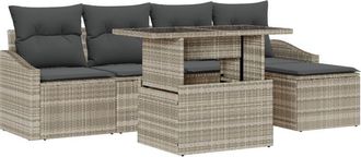 vidaXL Vidaxl - Garden Sofa Set with Cushion 6 pcs Light Grey, Dark Grey