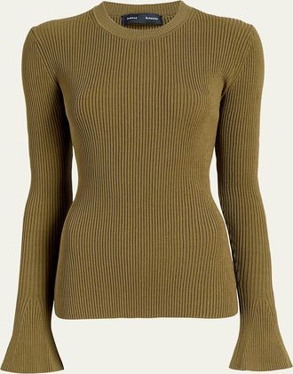 Proenza Schouler Nir Bell Sleeve Ribbed Sweater
