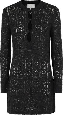 Loulou Studio Elegante Jurk met Kantsteek - Dames - Kleedjes - Zwart - M - Kleedjes