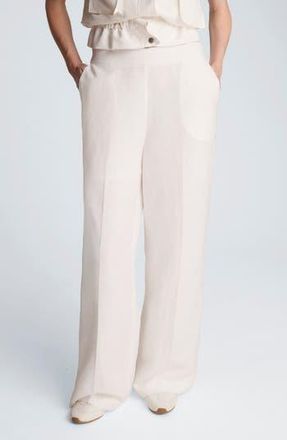 Kenneth Cole Pull-On Linen Blend Straight Leg Pants in Pure White at Nordstrom Rack, Size X-Small