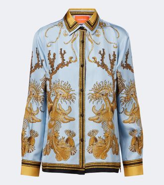 La DoubleJ Camisa Boy de sat&eacute;n de seda estampada