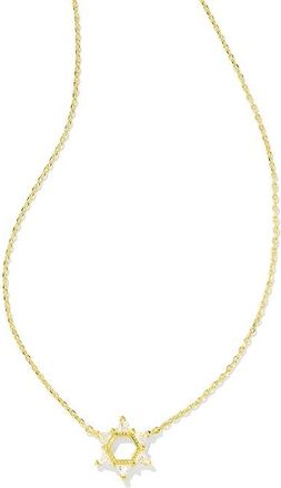 Kendra Scott Star of David Crystal Short Pendant Womens Necklace Womens Necklace Gold White Crystal, Brass/Crystal/Cubic Zirconia