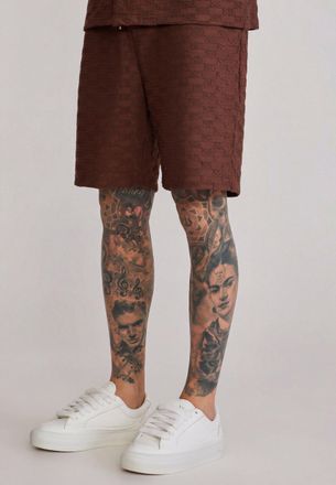 Siksilk Pantalones Cortos para Hombres en Marr&oacute;n de Toalla XXL