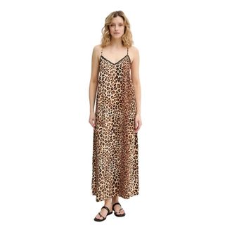 Lola Casademunt Kleedjes, Dames, Bruin, M, Maxi Jurk met Luipaardprint