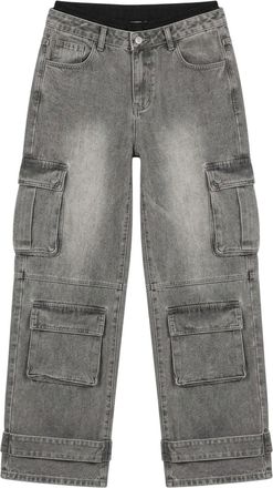I Saw It First Cargo-jeans met hoge taille voor dames (Grijs)