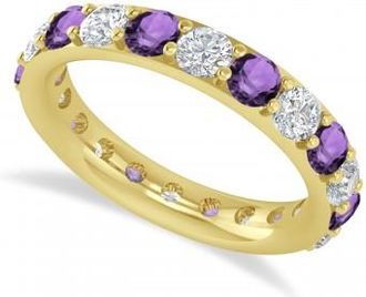 Allurez Diamond & Amethyst Eternity Wedding Band 14k Yellow Gold (2.50ct)