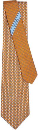 Ferragamo gancini-horse-print tie - men - Silk - One Size - Orange