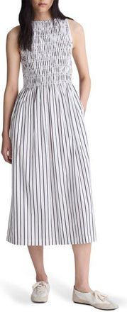 Madewell The Melody Smocked Sleeveless Midi Dress in White at Nordstrom, Size Xx-Small